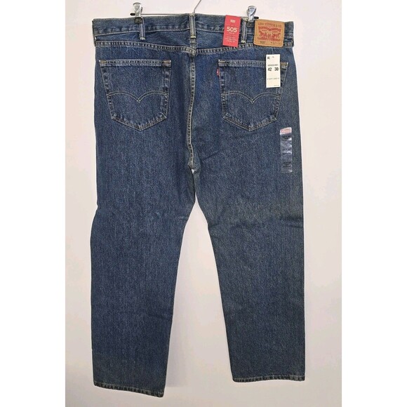 Levis 505 Jeans New Mens Regular Fit Straight Leg 42×30 (C47) - Picture 2 of 8